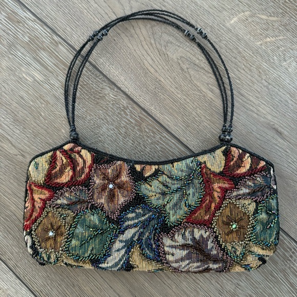 Jessica Mcclintock Vintage 90s Beaded Tapestry Evening Handle Clutch Purse - Picture 13 of 15
